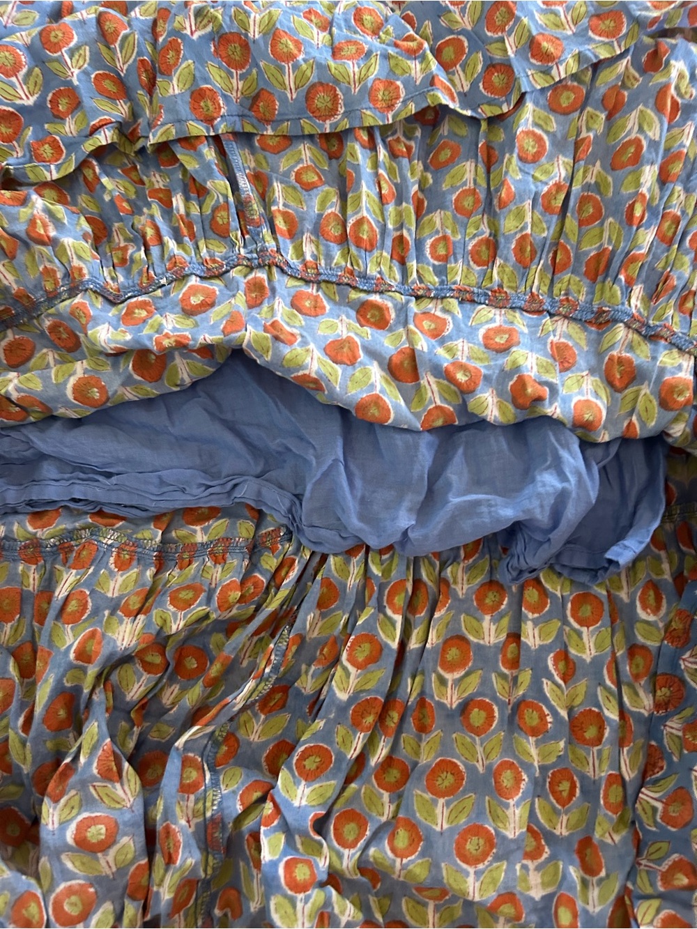 Emerson Fry Blue Floral Midi Dress with Orange Accents - Picture 8 of 11